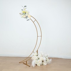 4 ft Gold Metal Half Crescent Moon Wedding Arch Flower Stand Centerpieces