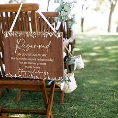 Rustic Wedding Memorial Sign with Ribbon Reserved Signs Wood in Loving Memory…