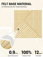 6 Pack Acoustical Wall Panels, UV Wood Texture Art for Home & Office Decor