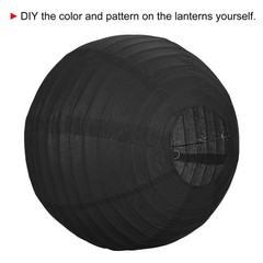 6pcs 12 Inch Folding Hanging Paper Lanterns Large Lampshade Black