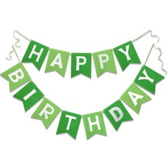 Green Happy Birthday Banner Greenery Theme Party Bunting Supplies Signs for B…