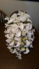 Bridal Bouquet, Calla Lilies, White Roses, Greenery, Wedding Flowers