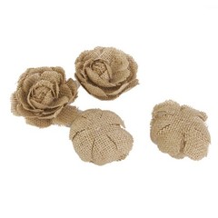 6Pcs Burlap Rose Flowers for Crafts Rustic Wedding Decor Khaki Reusable