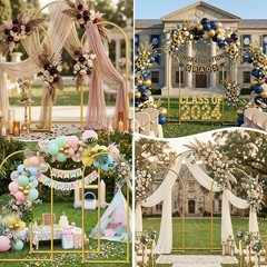 Gold Metal Arch Backdrop Stand for Weddings – Set of 3 Sizes: 7.2FT/6.6FT/6FT