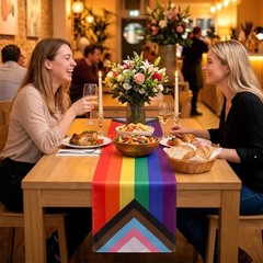 Rainbow Table Runner, 13″ x 72″ Pride Month Table Runner Rainbow Tablecloth