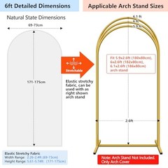 Arch Backdrop Cover Set 2 Sided Stretchy Spandex Fitted 7.2 ft, 6 ft White
