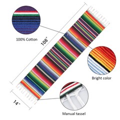 2Pack 14″ x 108″ Mexican Serape Table Runner Fiesta Party Decorations Tablecloth