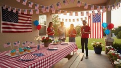 200′ Bulk Deluxe Fabric American Flag Pennant Banner (4 Strings of 50′) – 200 U.