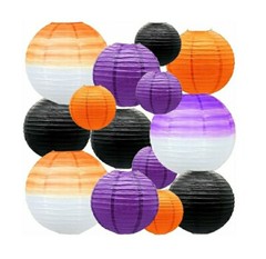 14 PCS Chinese Paper Lanterns, Round Decorative, Hanging Chinese Tissue Lanterns