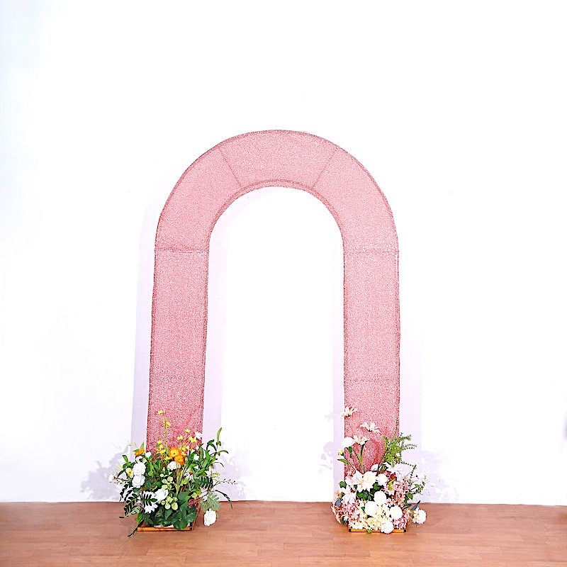 8ft ROSE GOLD Shimmer Fitted Spandex Open Arch Double Sided Backdrop STAND COVER