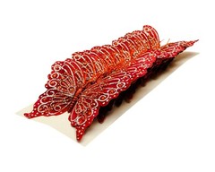 12PC 4″ Burgundy + Silver Glitter Feather Butterfly Craft DIY Cake Topper