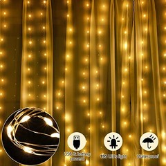 LED Window Curtain Light, Warm White Fairy String Light with Remote Control