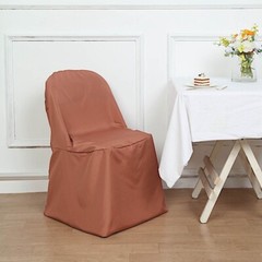 6 Terracotta Polyester FOLDING CHAIR COVERS Wedding Banquet Reception
