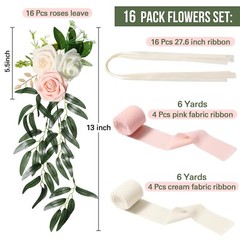 Hoteam 16 Pcs Wedding Aisle Decorations for Wedding Ceremony Pew Artificial F…