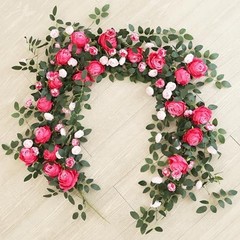 Two-tone rose vine2-Pack 74.8in Dual-Color Artificial Rose Vines, Deep Pink