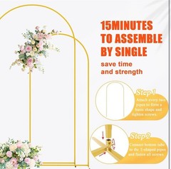 Gold Metal Arch Backdrop Stand Set – 7.2FT & 6FT for Wedding Party Decor