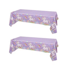 Unicorn Party Tablecloth, 54 × 108 Inch Unicorn Table Cover, 2 Pack Disposa