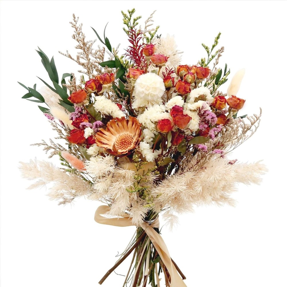 17″ Dried Flower Bouquets, Natural Dried Flowers with Dried