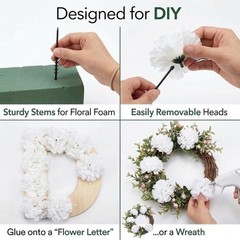 Larksilk White Carnations, Fake Flowers, 100 Pack for Events, Weddings, DIY