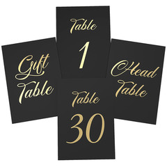 Black Table Numbers 1 30 for Wedding Reception with Gold Foil Table Number