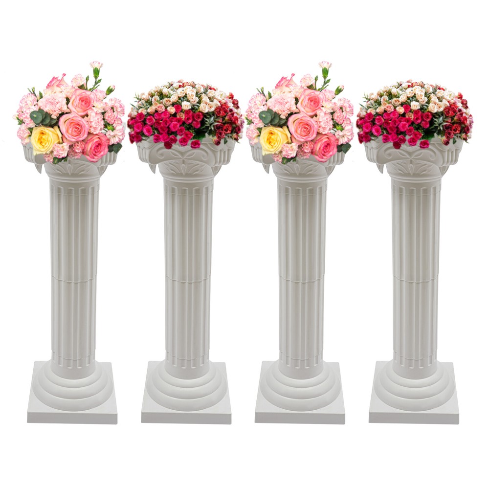 White Roman Pillar Columns Set of 4 European Style Event Decor Model 1607