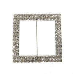 Dazzling and Shining Square Rhinestone Chair Sash Buckles Silver, Pack of 10