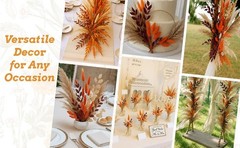 130Pcs Real Oran Ppas Grass, 17″ Natural Dried Flowers Boho Winter