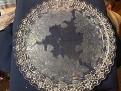 Vintage Studio Nova Winter Rose Crystal Cake Plate Featuring A Frosted Rose
