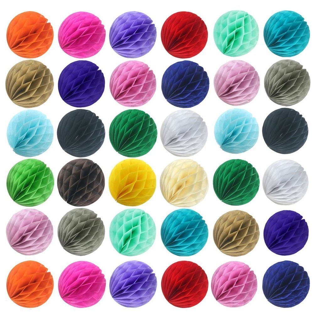 5-25x 20 Color 4 8 12 HoneyComb Tissue Paper Ball Lantern Pom Poms Wedding Decor
