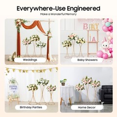 3Pcs Hourglass Wedding Flower Stand – Gold, Different Sizes, Table Centerpieces