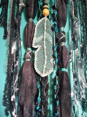 X Large 136cm heart dreamcatcher wall hanging teal black wedding decor blue grey