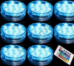 LED Light Puck or Pod Remote Control RGB LED Submersible Lights – 12pc w/ remote