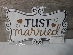 2X Just Married Car Magnets 11.5×7.5″ New Wedding Marriage Elope Black Gold