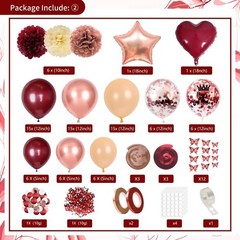 Burgundy Rose Gold Birthday Decorations with Happy Birthday Banner, Balloons,…
