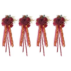 4Pcs Luxurious Simulation Rose Bowknot Car Decoration for Wedding Celebration