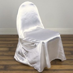 9 White SATIN UNIVERSAL CHAIR COVER FABRIC Wedding Reception Slipcover / yardage