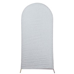 5 ft SILVER Metallic Fitted Spandex Round Top Arch STAND COVER Party Events