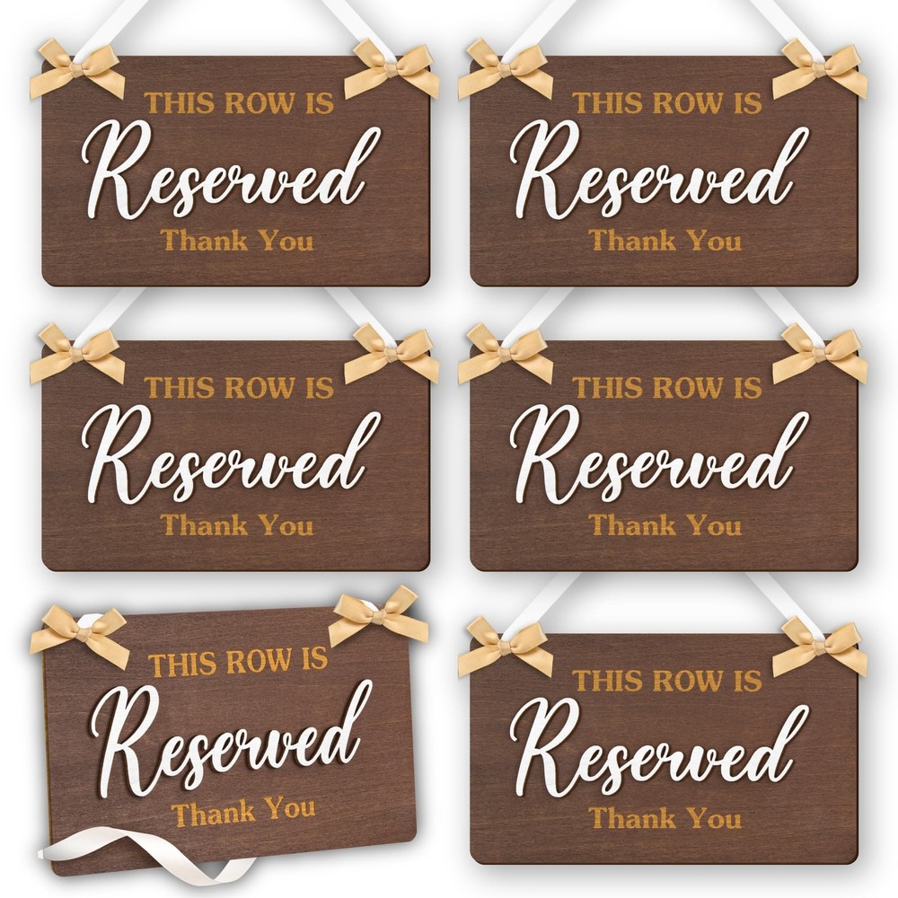 This Row Is Reserved Signs For Wedding Ceremony – 6 Pcs Wooden Wedding Reserv…