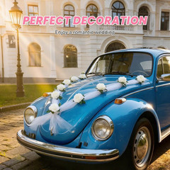 Elegant Wedding Car Decoration Kit with Floral Garland and Satin Bows