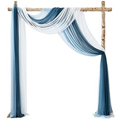 3 Panels Wedding Arch Draping Fabric, 30″ x 20ft Chiffon Fabric Gradient Blue