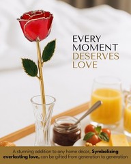 Forever Rose Real Red Rose Dipped in 24K Gold with Gold-Trimmed Petals and St…