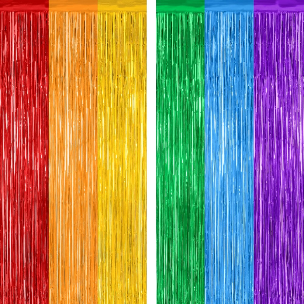 2 Pack Rainbow Backdrop Curtains, 3.28 FT x 7.05 FT Colofull Party Decoration…