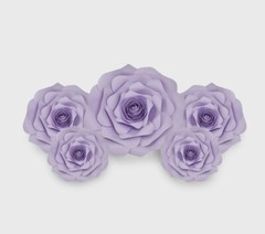 Decor In The Box 5 Piece Handmade Paper Flower Set Fully Assembled -Light Purple