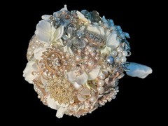 Handmade Bridal Brooch Bouquet Champagne Ivory Pearls Rhinestone Wedding