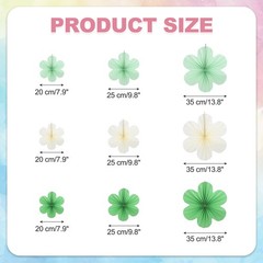 Party Hanging Paper Flowers Fans Garland Set, Grass Green/Green/Beige