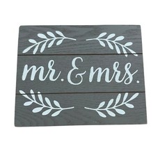 Mr And Mrs Wooden Stand Alone Grey Sign Wedding Marriage Engagement Engaged