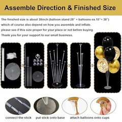 Black and Gold Party Decorations 4 Set Balloon Stand Table Black gold set4