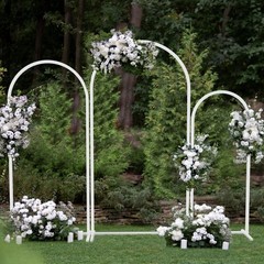 3X Elegant Metal Wedding Arch Backdrop Stand Flower Support Backdrop Arch Frame