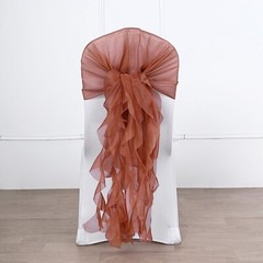 Terracotta Premium CHAIR COVER Curly Chiffon Ruffled SASHES Wedding Decorations