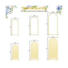 GRENTY Metal Arch Backdrop Stand and Cover – 3 Gold Wedding Arch Stand Frame …